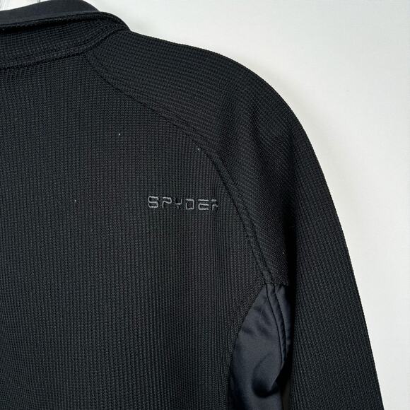 Spyder Black Waffle Verger Fleece Lined 1/4 Zip Pullover Men's Size M - Picture 5 of 5